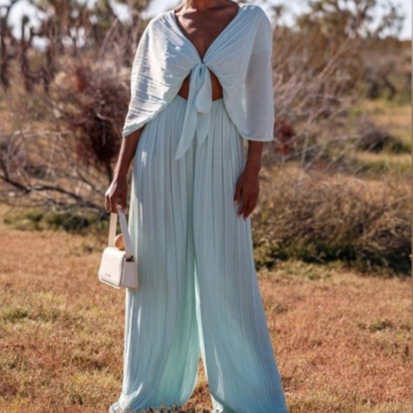 NWOT Andrea Iyamah Thero Jumpsuit - Mint Blue - Picture 11 of 13